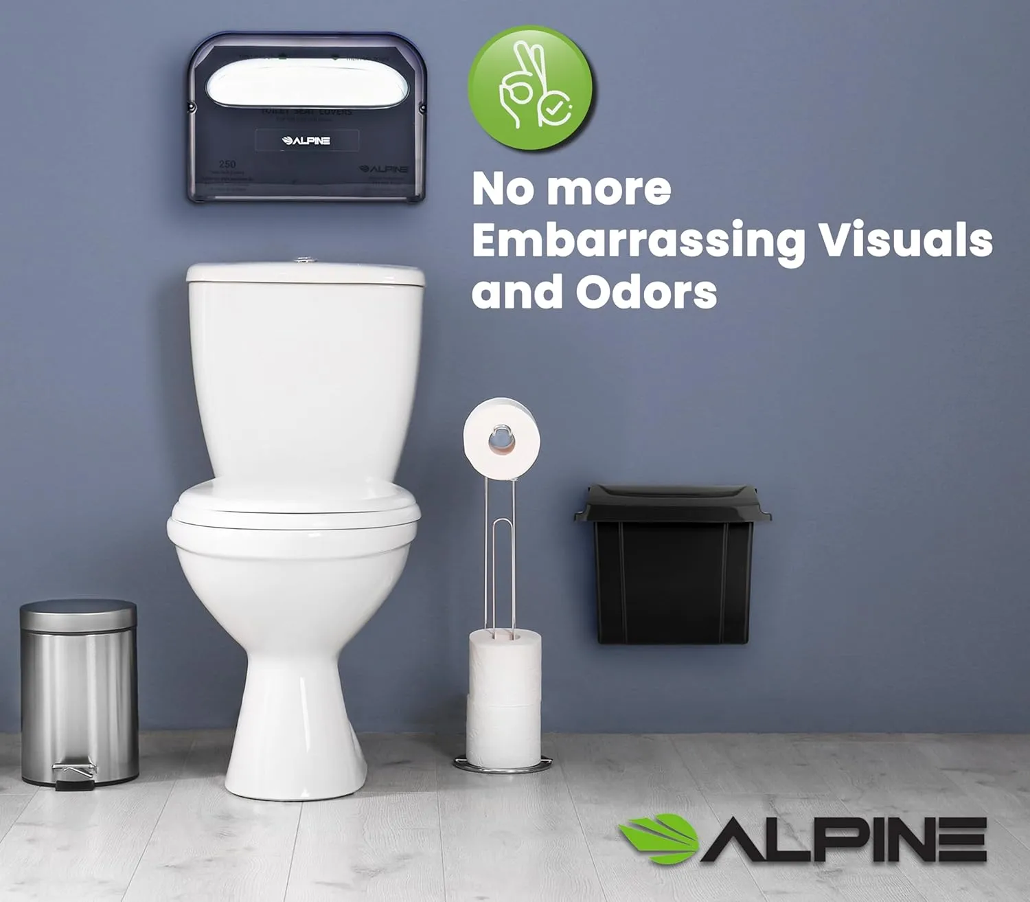 Alpine Sanitary Napkin Receptacle 2 Pack - Feminine Hygiene Disposal Container