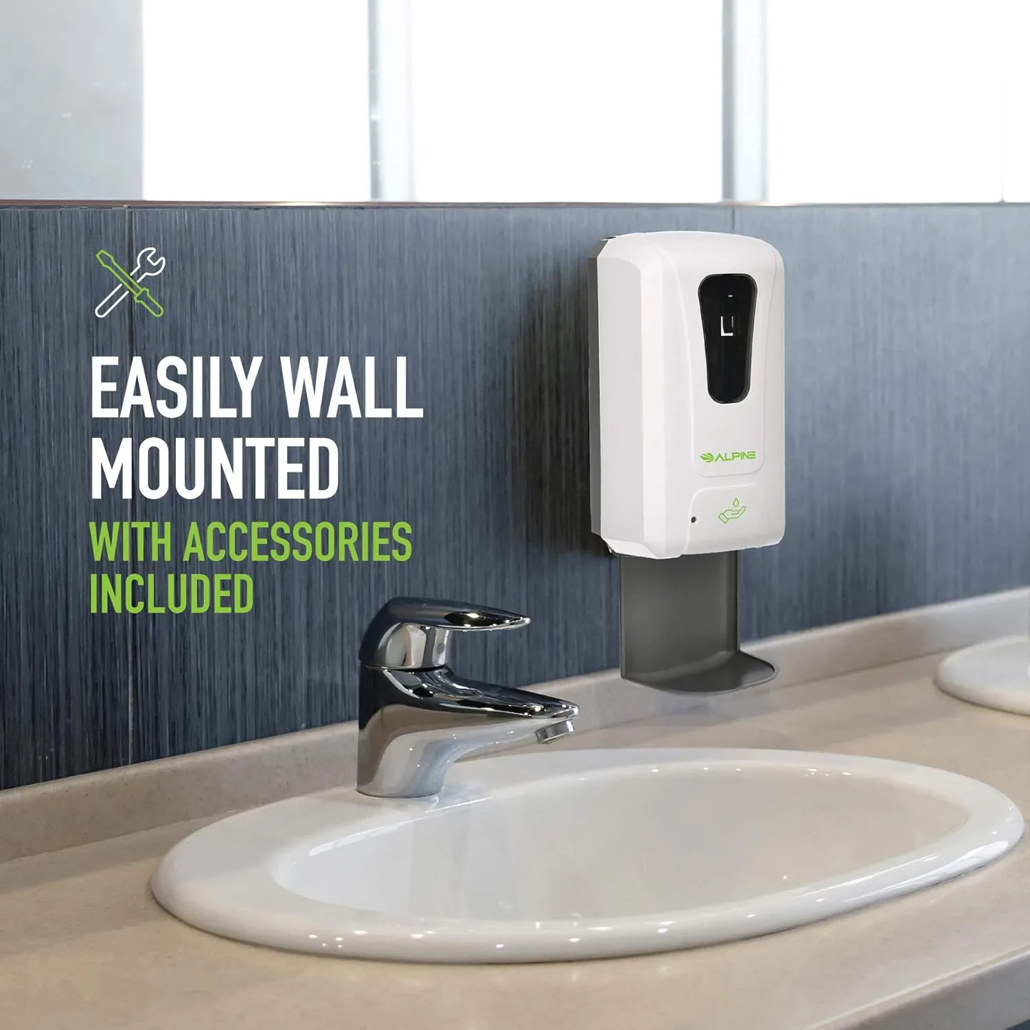 Alpine Automatic Hand Sanitizer Dispenser - Touchless Soap Dispenser with Drip Tray for Restaurant, Hospital, School, Hotel
