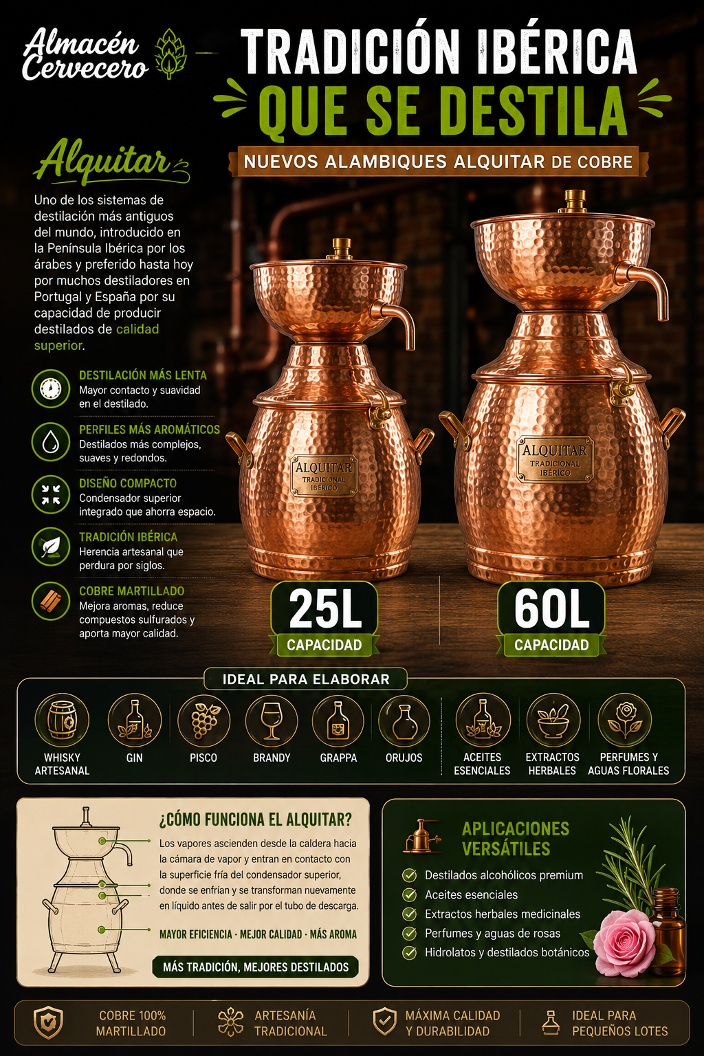 Alambique Alquitar Cobre 60L