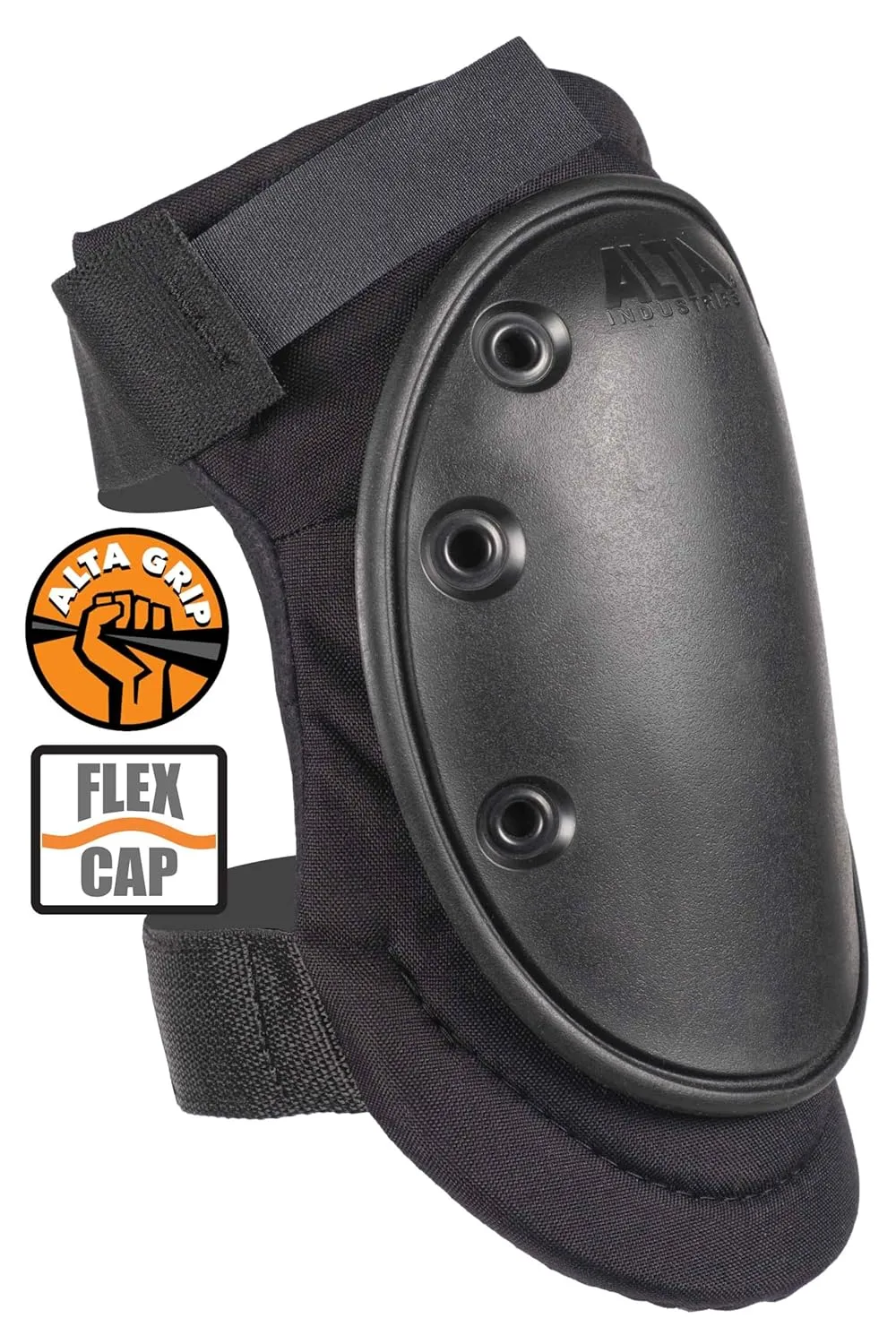 ALTA 50410 AltaFLEX Knee Pads with AltaGrip Fastening, Black Flexible Long Cap, Black