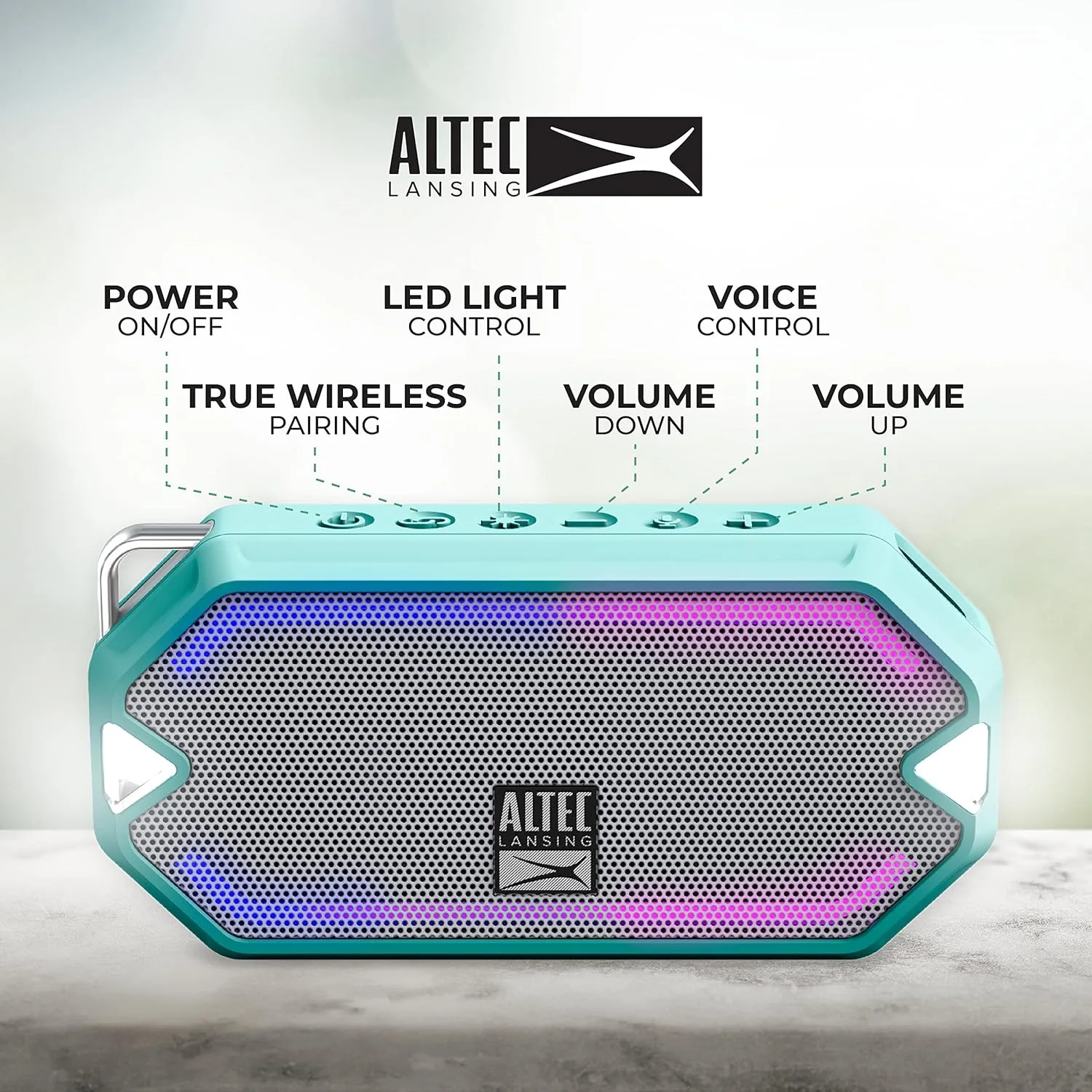 Altec Lansing HydraMini Wireless Bluetooth Speaker, IP67 Waterproof, USB-C Rechargeable