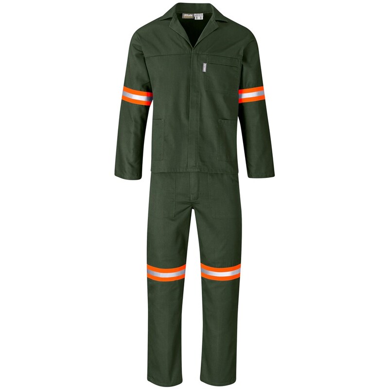 Acid Resistant Polycotton Conti Suit with Reflective Arm, Legs & Back Orange Tape