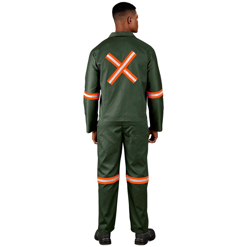 Acid Resistant Polycotton Conti Suit with Reflective Arm, Legs & Back Orange Tape