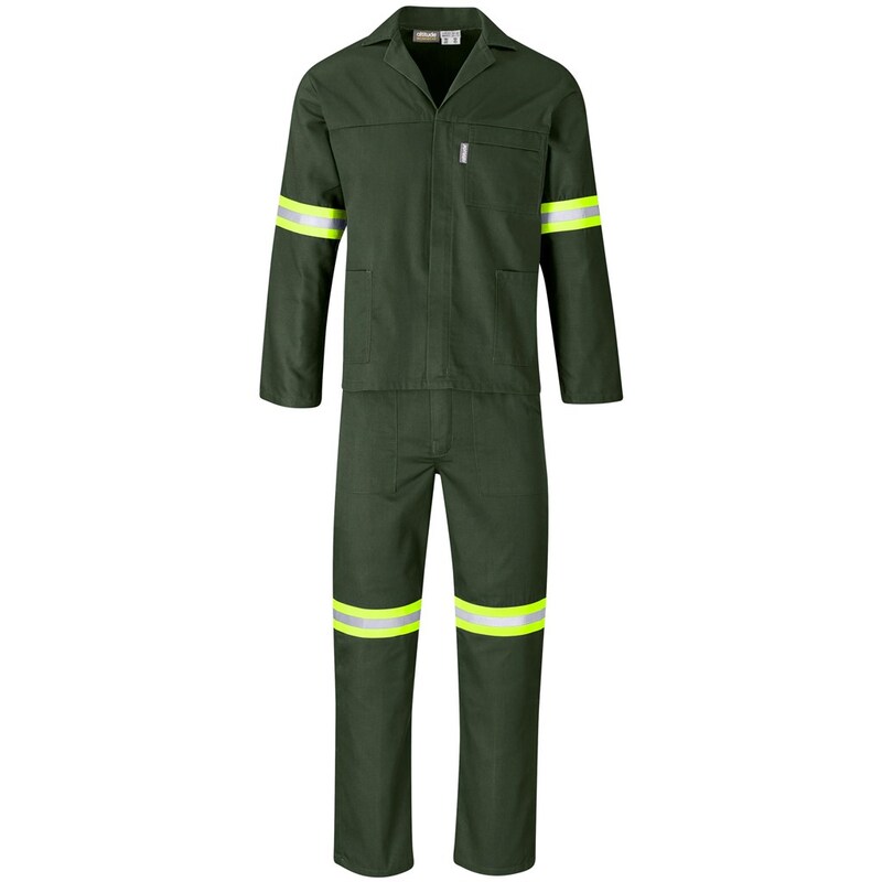 Acid Resistant Polycotton Conti Suit with Reflective Arm, Legs & Back Yellow Tape
