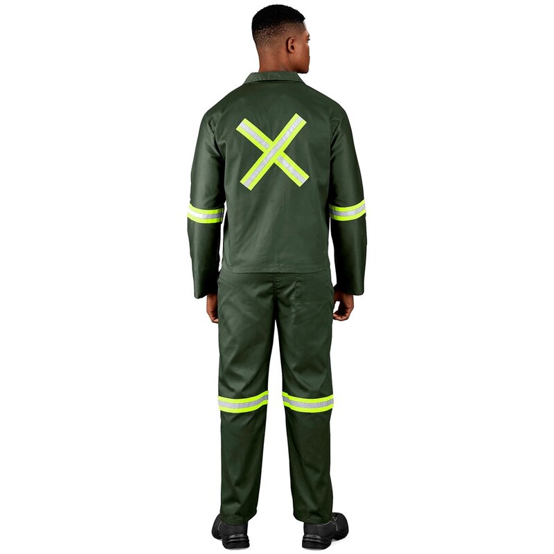 Acid Resistant Polycotton Conti Suit with Reflective Arm, Legs & Back Yellow Tape