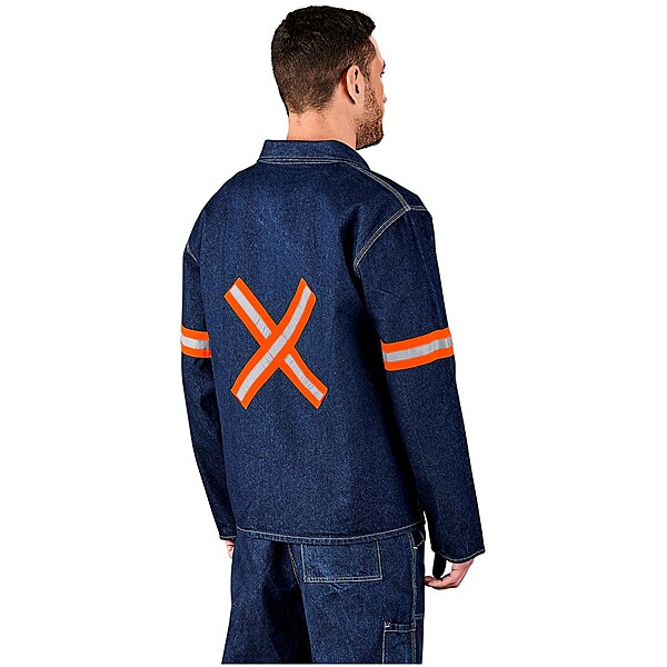Cast Premium 100% Cotton Denim Jacket with Reflective Arms & Back Orange Tape