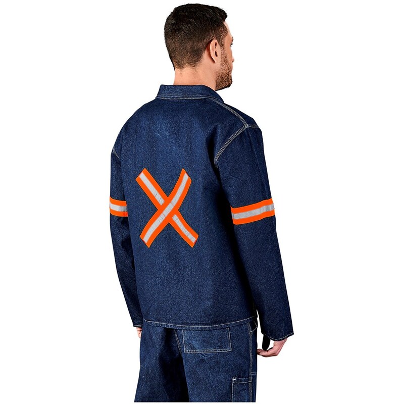 Cast Premium 100% Cotton Denim Jacket with Reflective Arms & Back Orange Tape