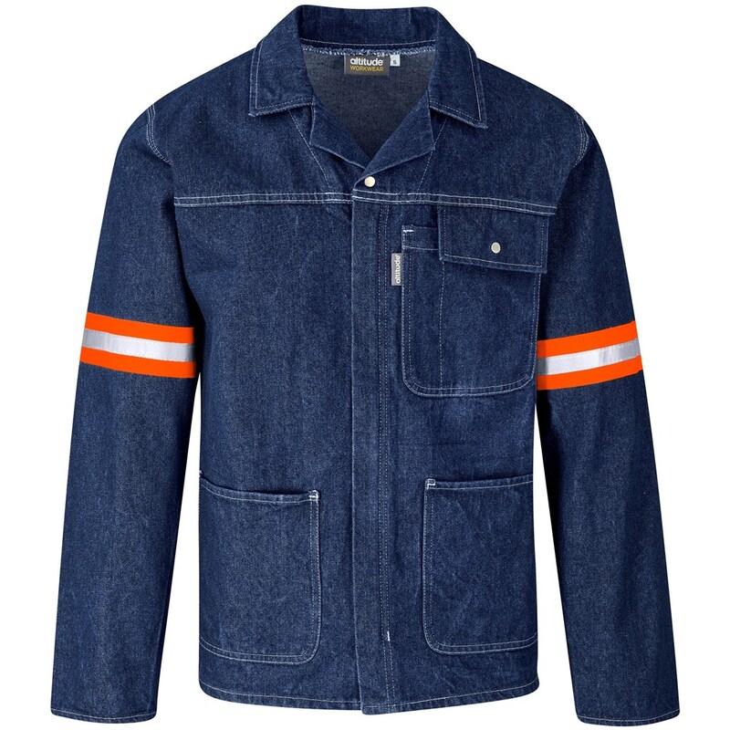 Cast Premium 100% Cotton Denim Jacket with Reflective Arms & Back Orange Tape