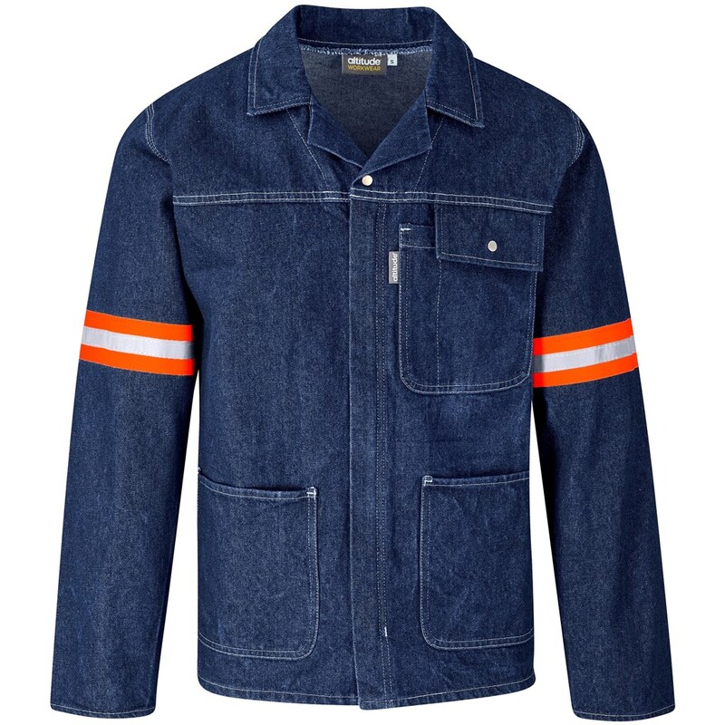 Altitude Cast Premium 100% Cotton Denim Jacket with Reflective Orange Tape