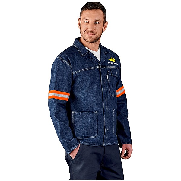 Altitude Cast Premium 100% Cotton Denim Jacket with Reflective Orange Tape
