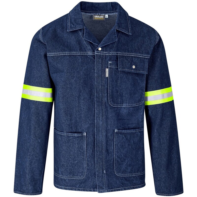 Altitude Cast Premium 100% Cotton Denim Jacket with Reflective Yellow Tape