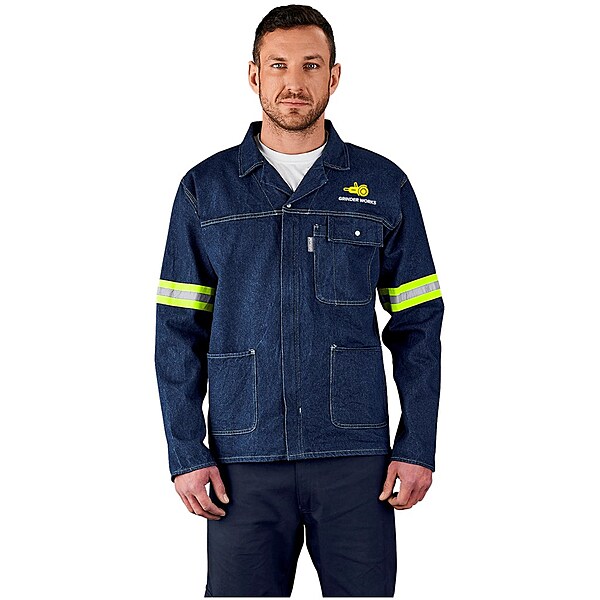 Altitude Cast Premium 100% Cotton Denim Jacket with Reflective Yellow Tape
