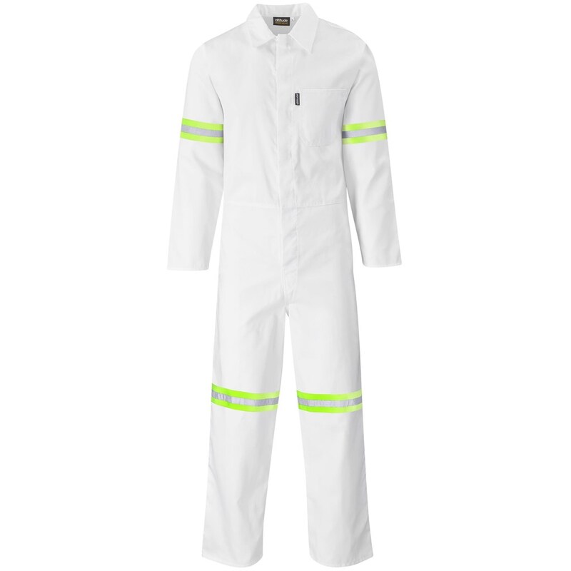 Safety Polycotton Boiler Suit with Reflective Arms Legs & Back Yellow Tape