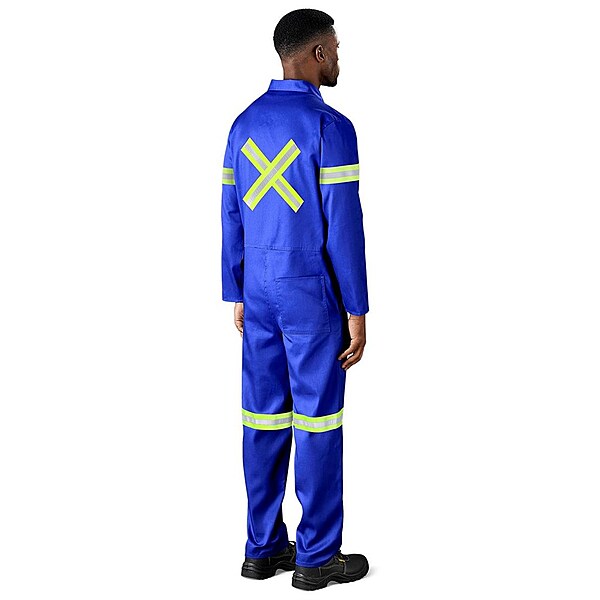 Safety Polycotton Boiler Suit with Reflective Arms Legs & Back Yellow Tape