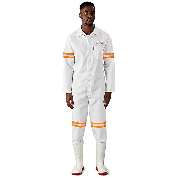 Safety Polycotton Boiler Suit with Reflective Arms & Legs Orange Tape