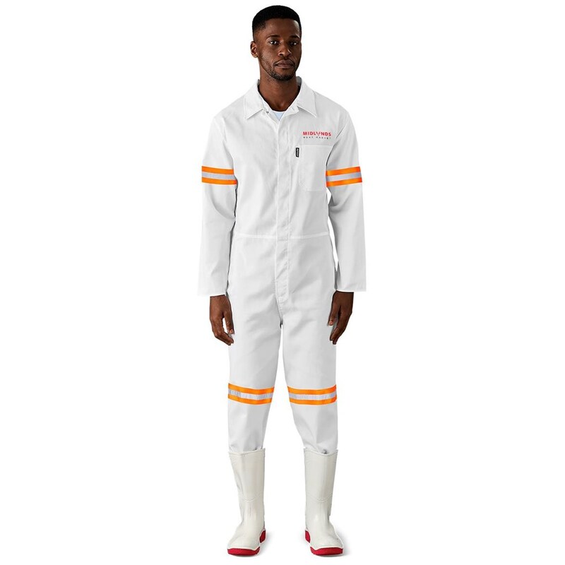 Safety Polycotton Boiler Suit with Reflective Arms & Legs Orange Tape