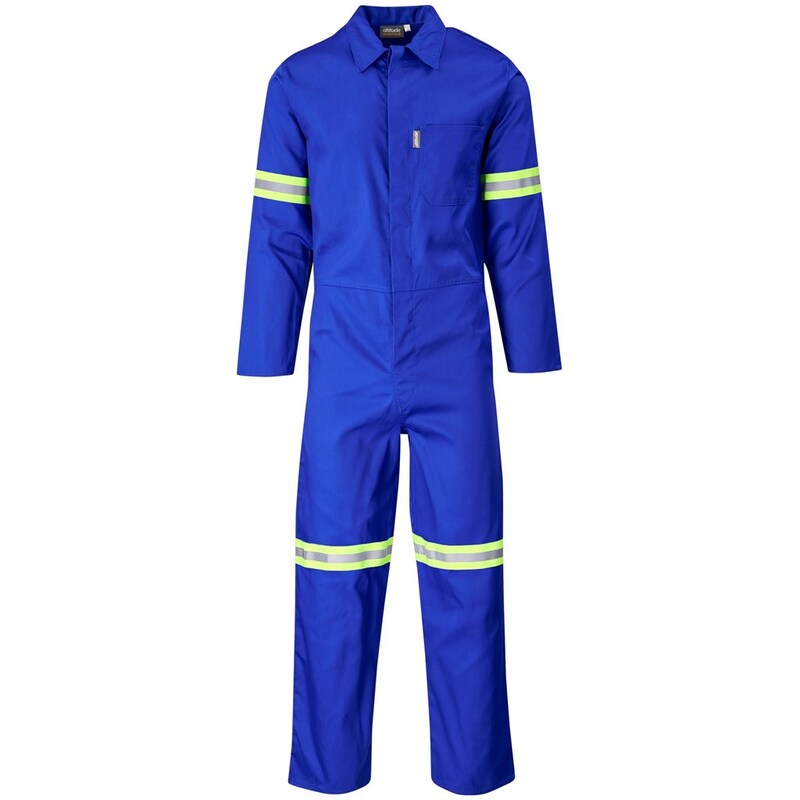 Safety Polycotton Boiler Suit with Reflective Arms & Legs Yellow Tape
