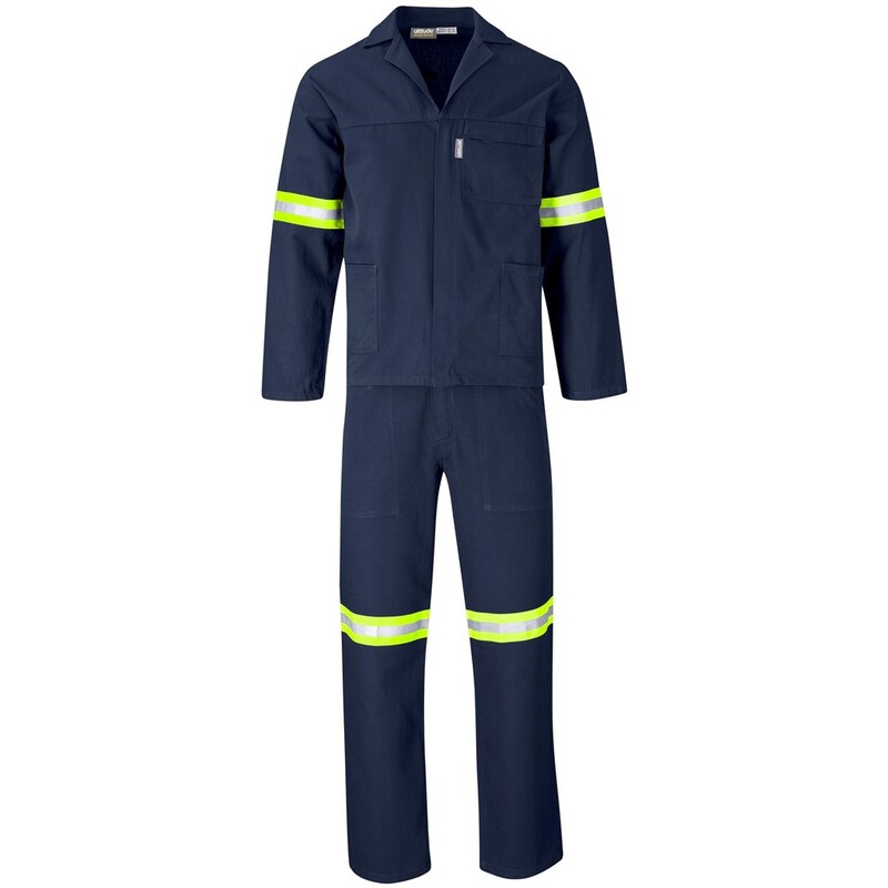 Technician 100% Cotton Conti Suit with Reflective Arms, Legs & Back Yellow Tape