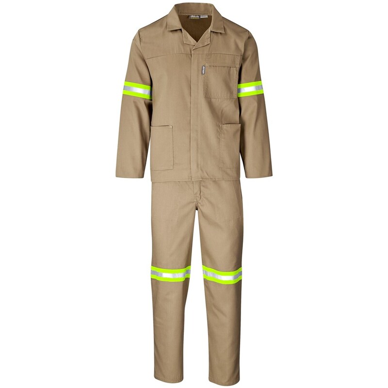 Trade Polycotton Conti Suit with Reflective Arms, Legs & Back Yellow Tape