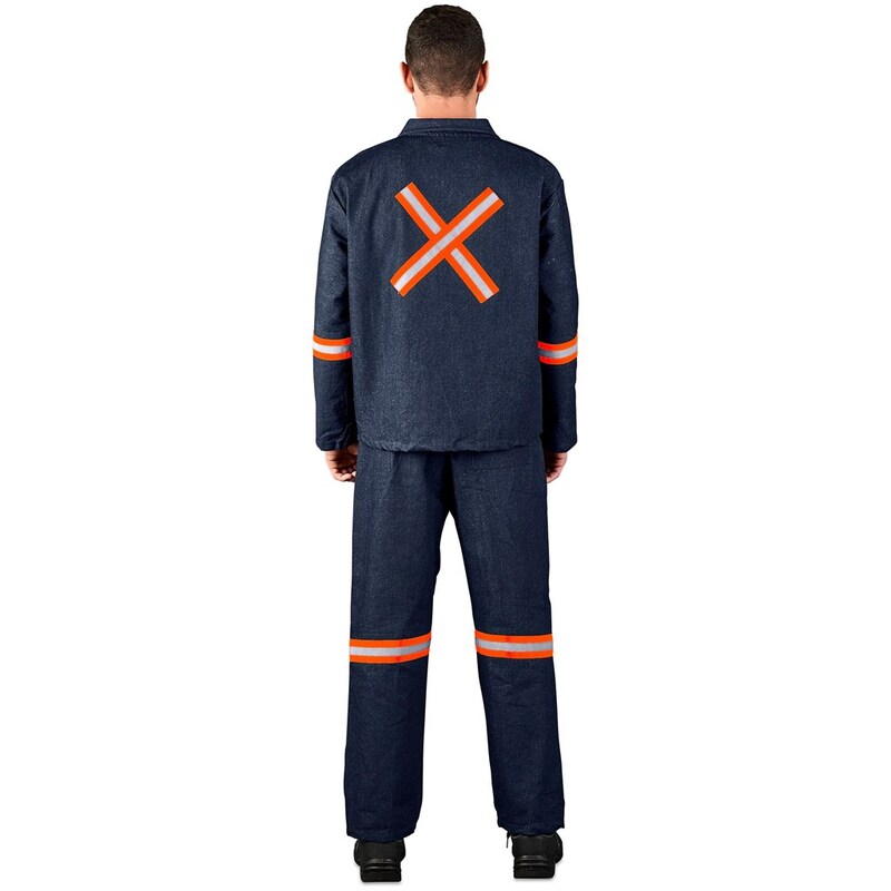 Vintage 100% Cotton Denim Conti Suit with Reflective Arms, Legs & Back Orange Tape