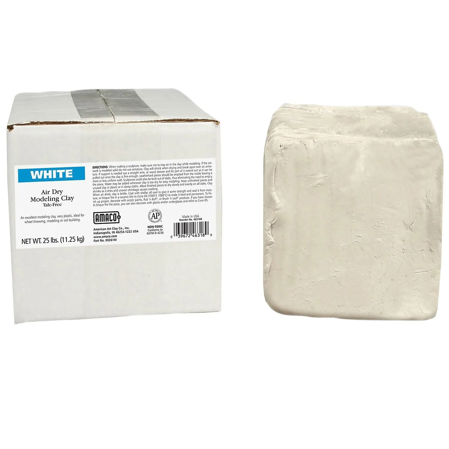 AMACO AMA46318R Air Dry Clay, 25 lbs. , White (Color may vary)