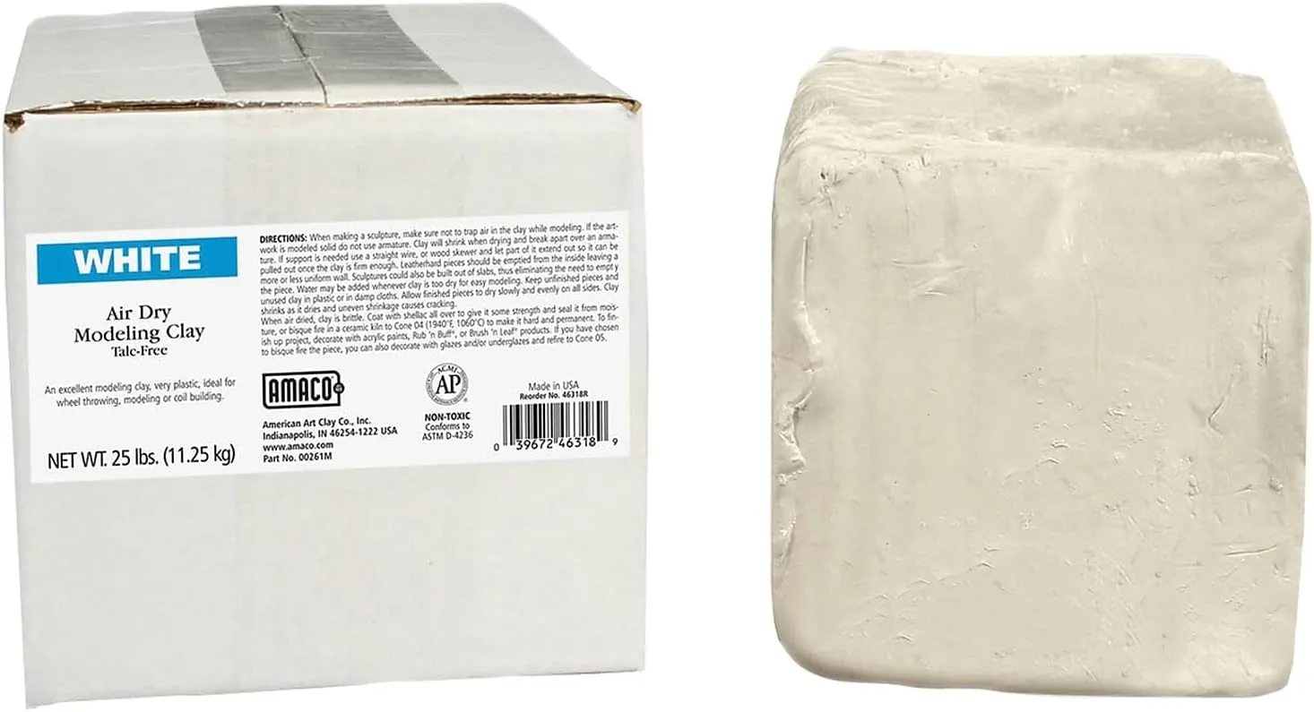AMACO AMA46318R Air Dry Clay, 25 lbs. , White (Color may vary)