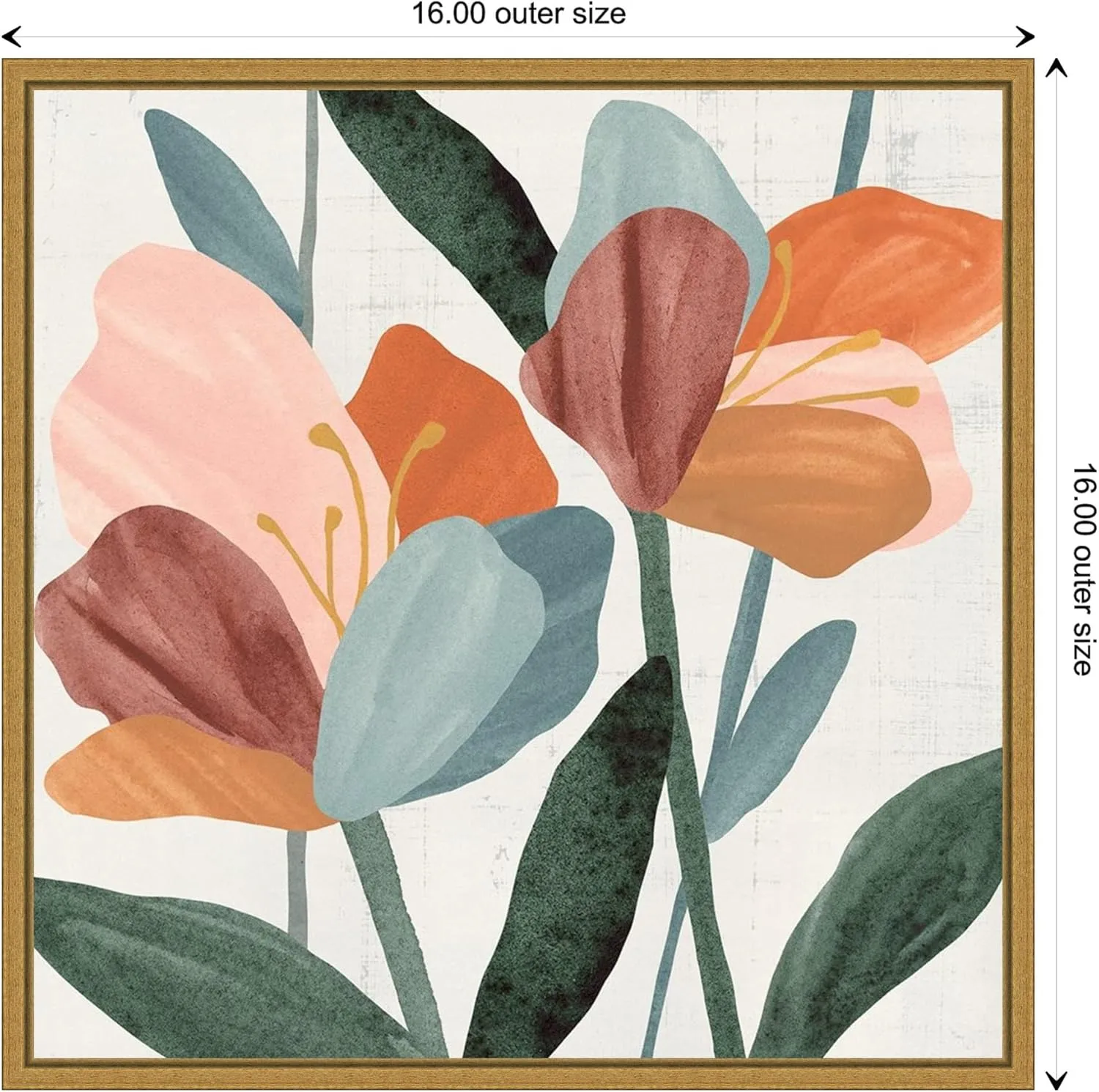 Amanti Art Framed Canvas Wall Art 16x16 Azalea Flowers Joining II by Annie Warren, Framed Wall Art Canvas, Abstract Artwork