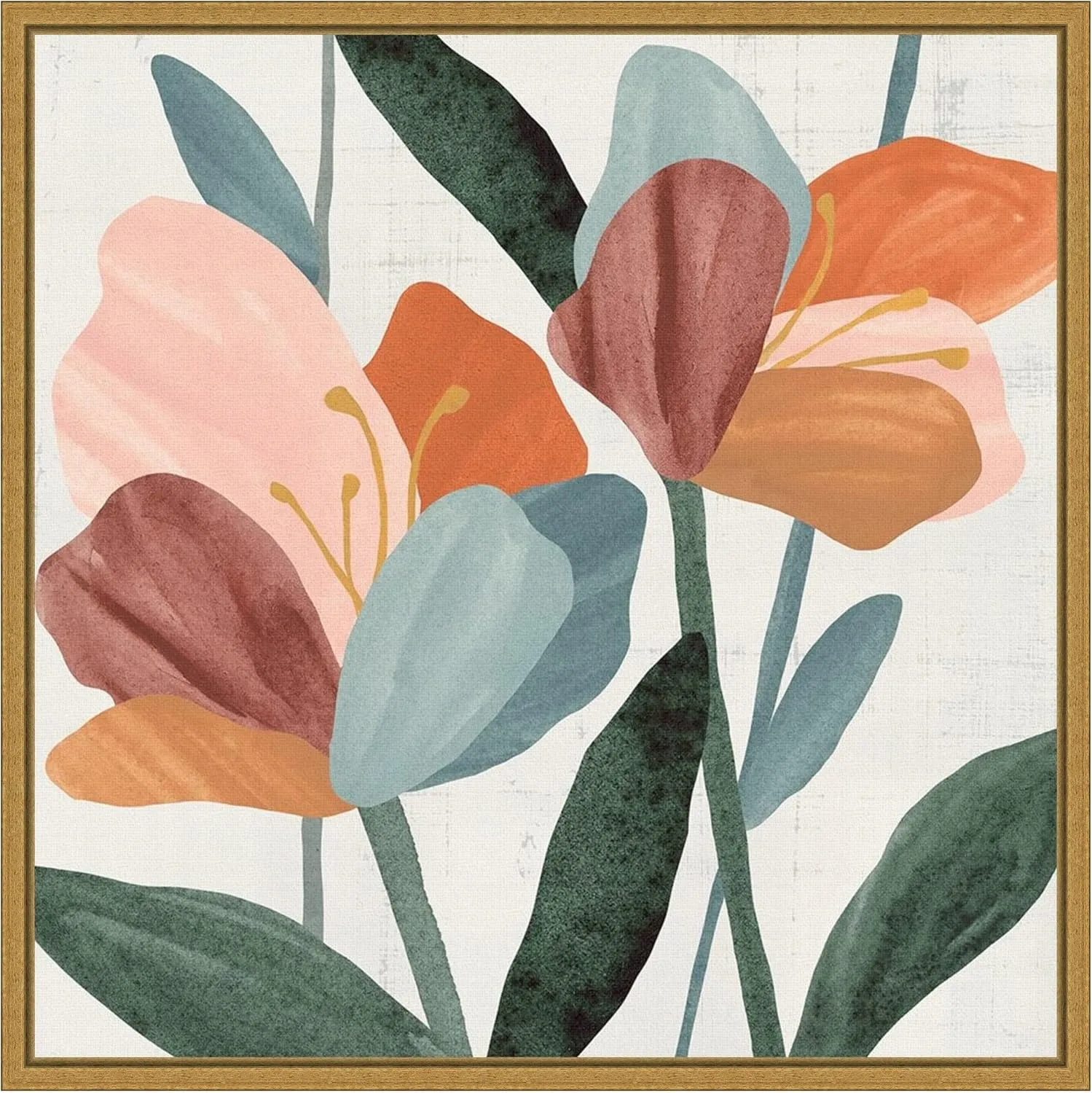Amanti Art Framed Canvas Wall Art 16x16 Azalea Flowers Joining II by Annie Warren, Framed Wall Art Canvas, Abstract Artwork