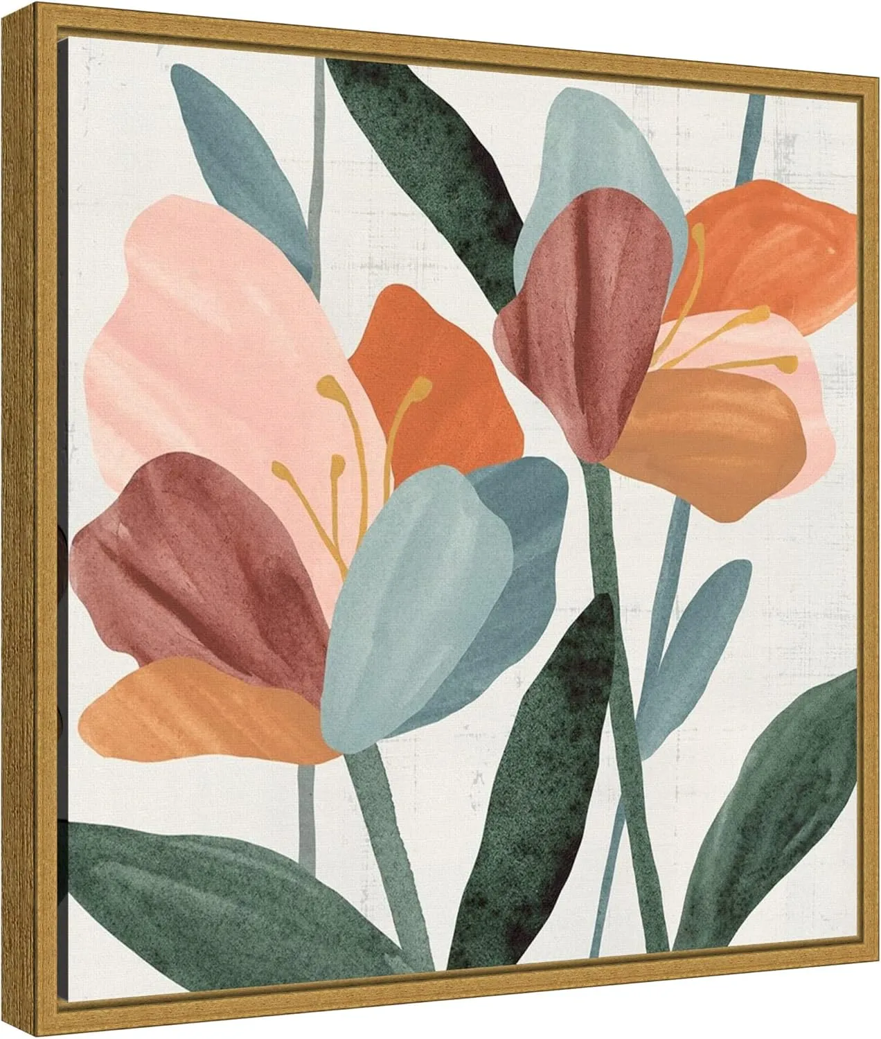Amanti Art Framed Canvas Wall Art 16x16 Azalea Flowers Joining II by Annie Warren, Framed Wall Art Canvas, Abstract Artwork