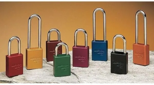 American Lock A1106BLK-KD Black Safety Lock-Out Padlock, Aluminum Body, Steel Shackle