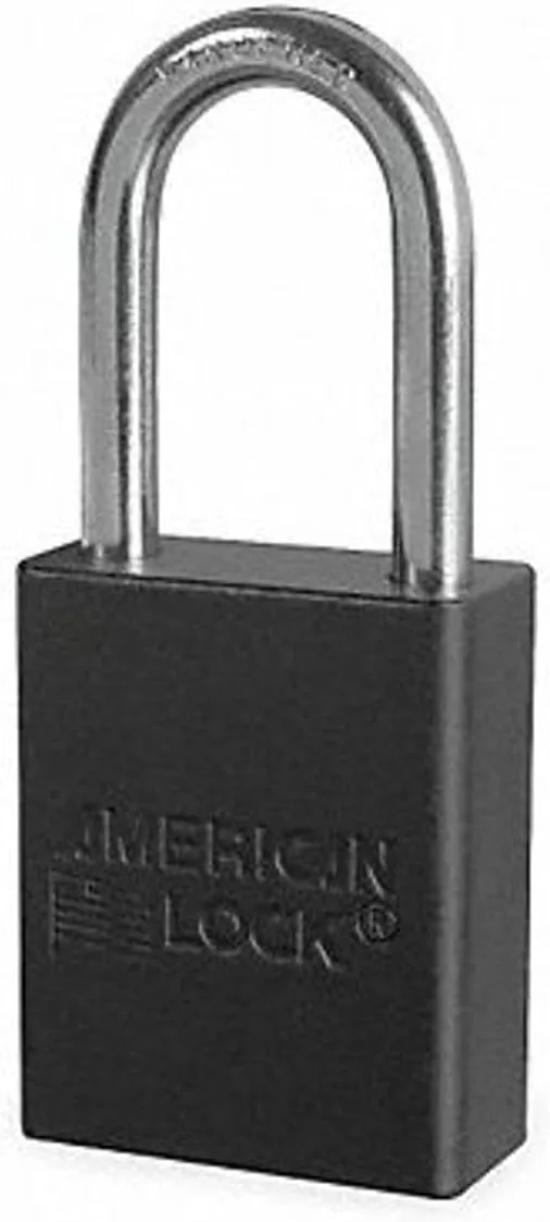 American Lock A1106BLK-KD Black Safety Lock-Out Padlock, Aluminum Body, Steel Shackle