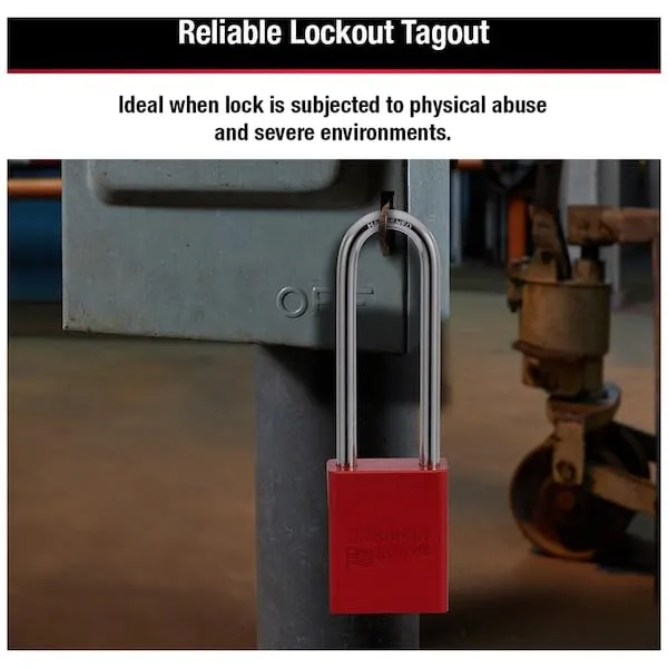 American Lock Red Anodized Aluminum Lockout Padlock - Keyed Different, 3" Shackle, 5-Pin