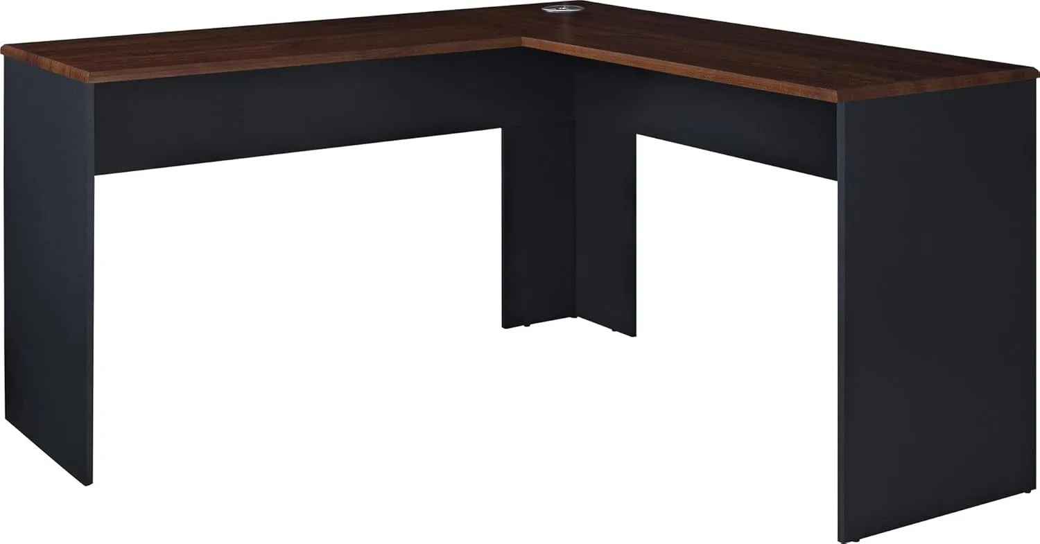 Ameriwood Home The Works 52inW L-Shaped Corner Desk, Cherry/Gray