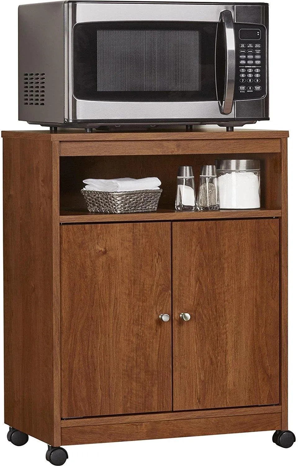 AMERIWOOD HOME Landry Microwave Cart with Cabinet