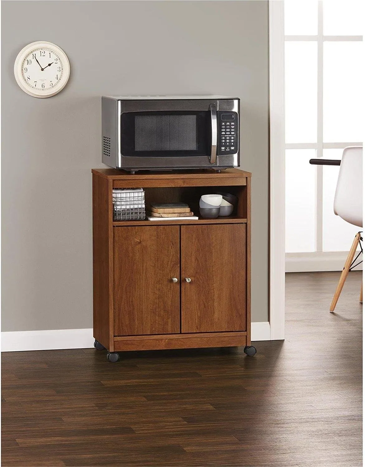 AMERIWOOD HOME Landry Microwave Cart with Cabinet