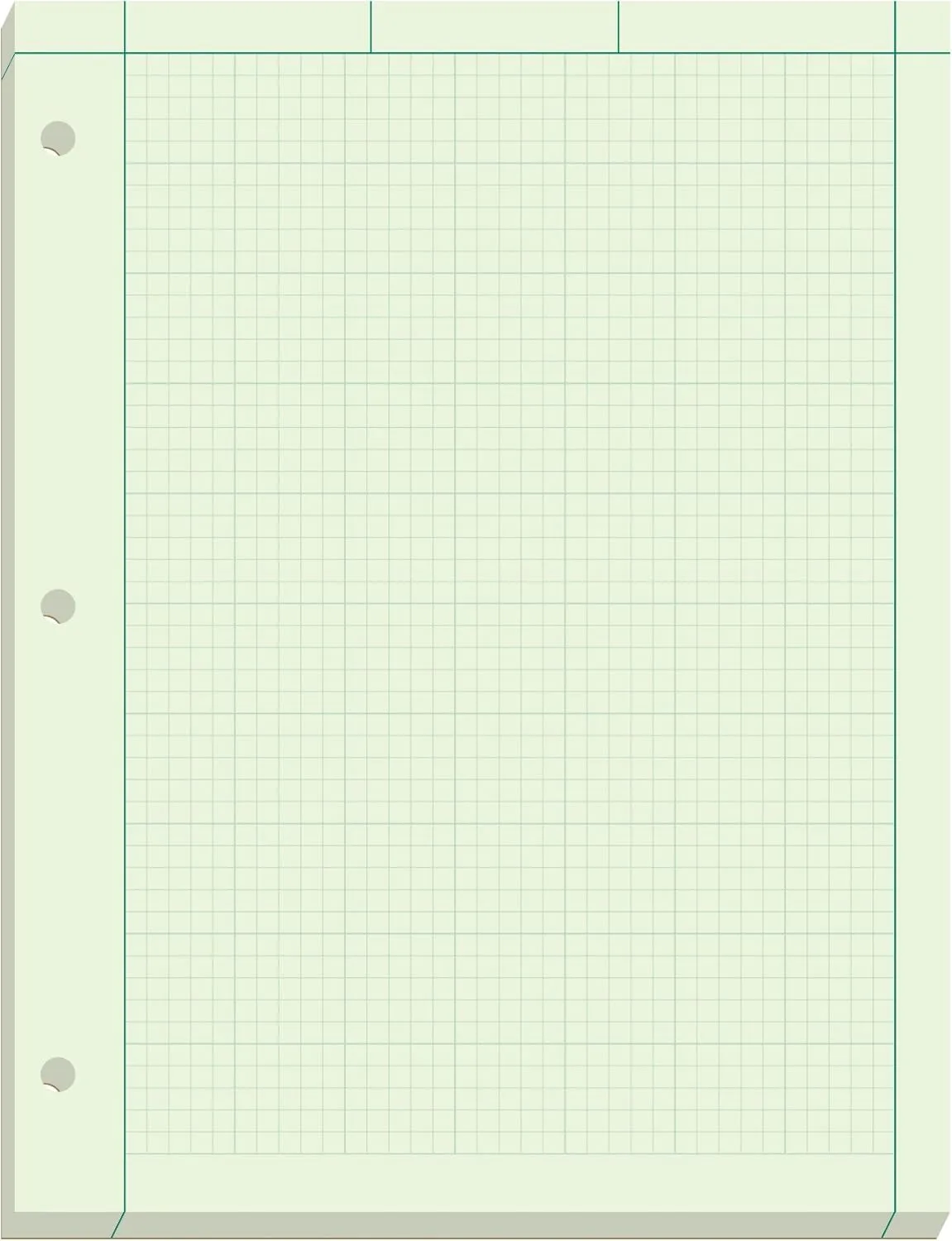 Ampad Engineer Pad, 5 Squares per Inch, 8.5 x 11, 200 Sheets, Green