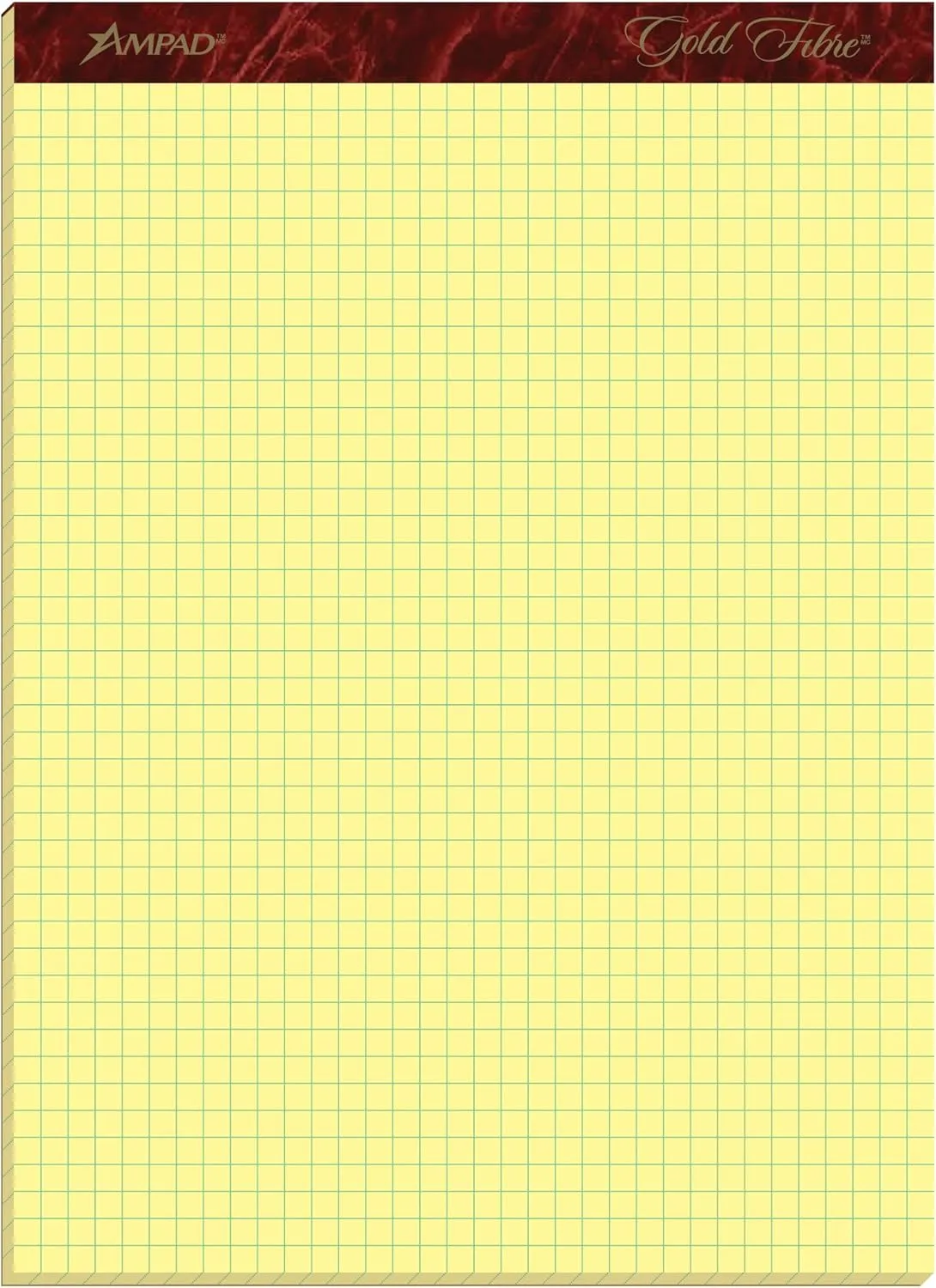 Ampad AMP22143 Gold Fibre Graph Pad, Quad-Ruled, Canary, 50 Sheets (Pack of 1)