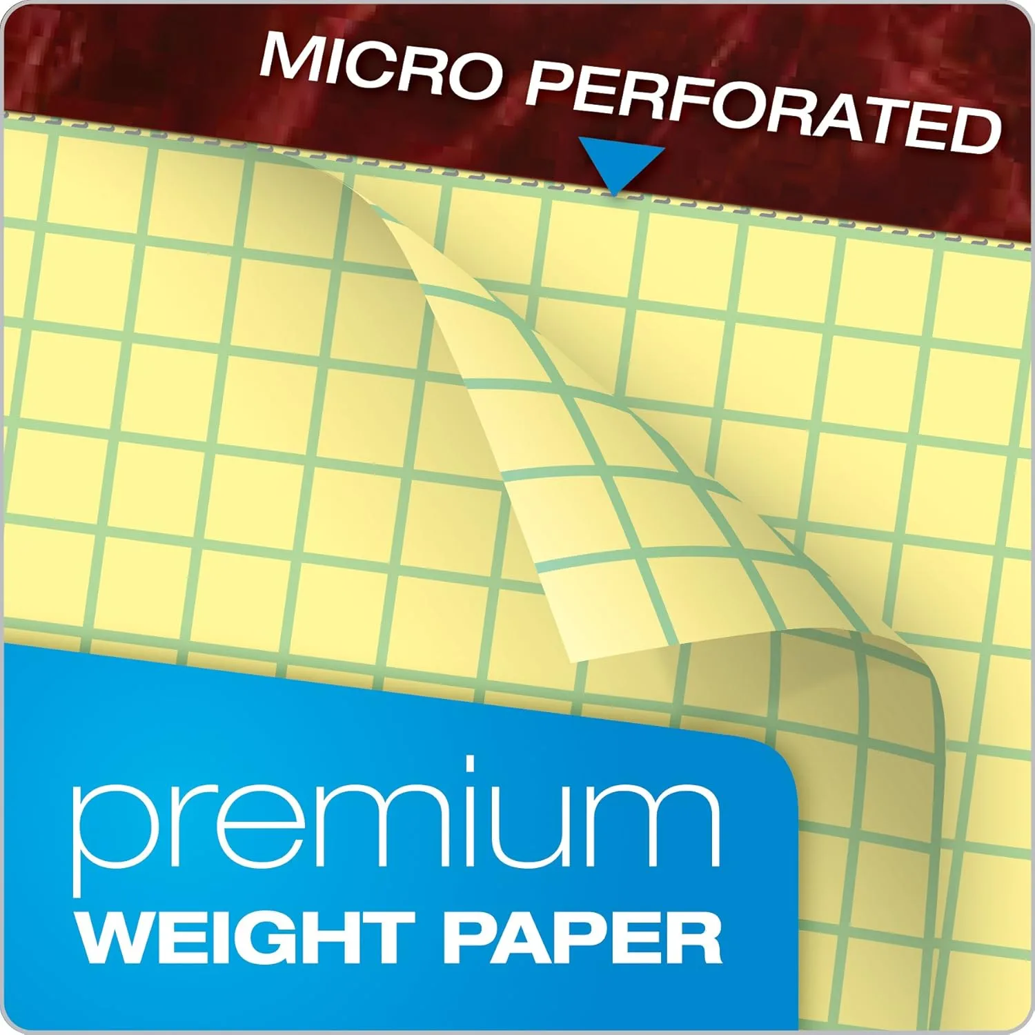Ampad AMP22143 Gold Fibre Graph Pad, Quad-Ruled, Canary, 50 Sheets (Pack of 1)