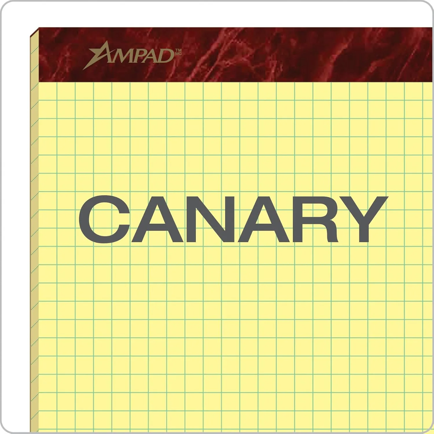 Ampad AMP22143 Gold Fibre Graph Pad, Quad-Ruled, Canary, 50 Sheets (Pack of 1)