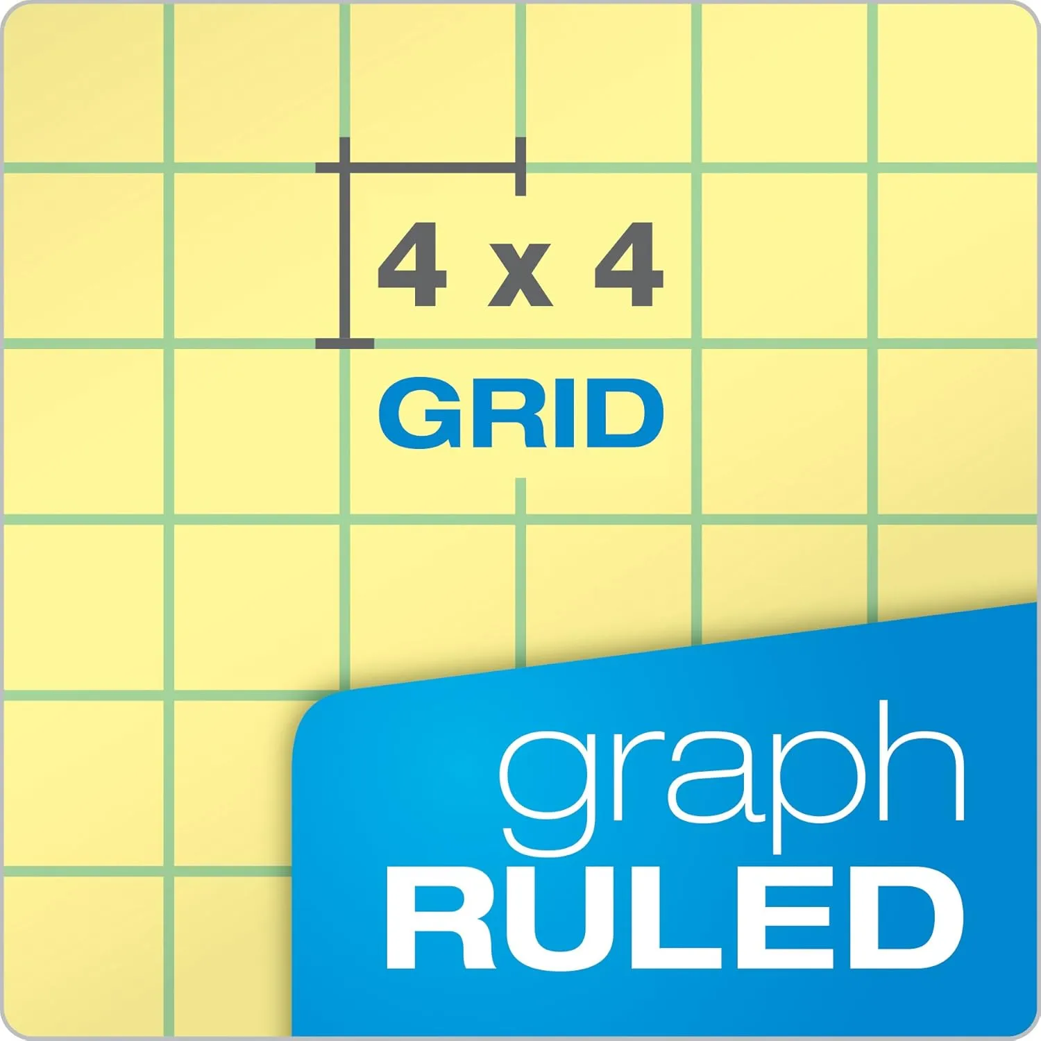 Ampad AMP22143 Gold Fibre Graph Pad, Quad-Ruled, Canary, 50 Sheets (Pack of 1)