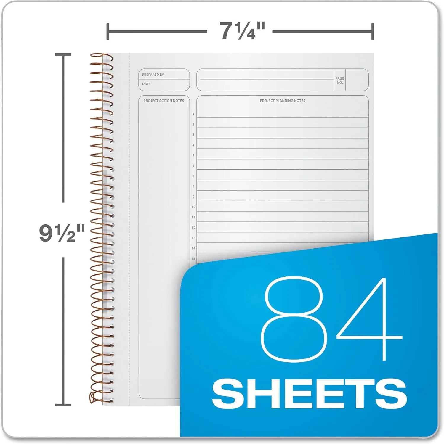 Ampad Gold Fibre Wirebound Project Planner, 9.5 x 7.25, 84 Sheets, Green Cover
