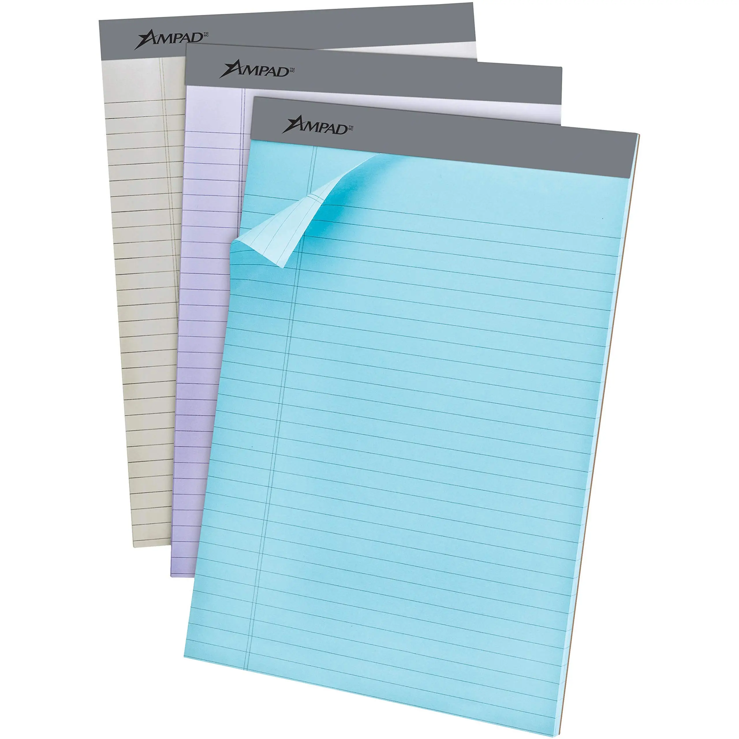 Ampad Evidence Pastel Perforated Pad, 8-1/2 x 11-3/4, Assorted, Legal Ruling, 50 Sheets, 6 Pack
