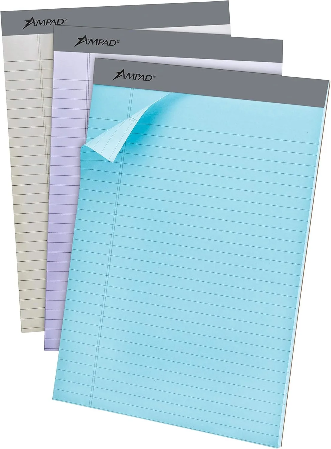 Ampad Evidence Pastel Perforated Pad, 8-1/2 x 11-3/4, Assorted, Legal Ruling, 50 Sheets, 6 Pack