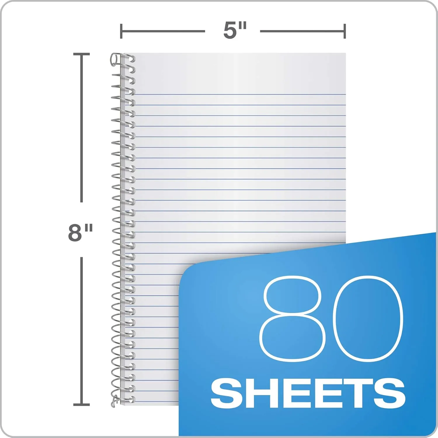 Ampad Single Wire Notebook, Recycled, 8 x 5, Narrow Ruled, 80 Sheets, Green