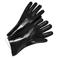 PVC Coated Gloves - 2434 14" black pvc finish jersey lined [Set of 12]