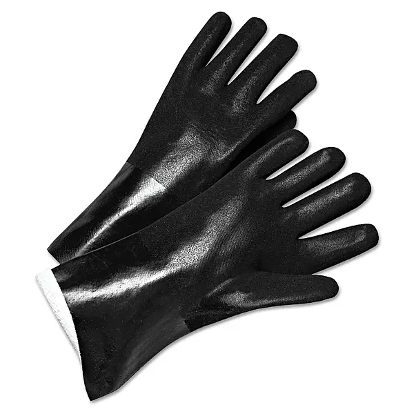 PVC Coated Gloves - 2434 14" black pvc finish jersey lined [Set of 12]