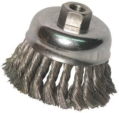 Knot Cup Brushes - 4" double row knot cup dr-4 .020 5/8-11