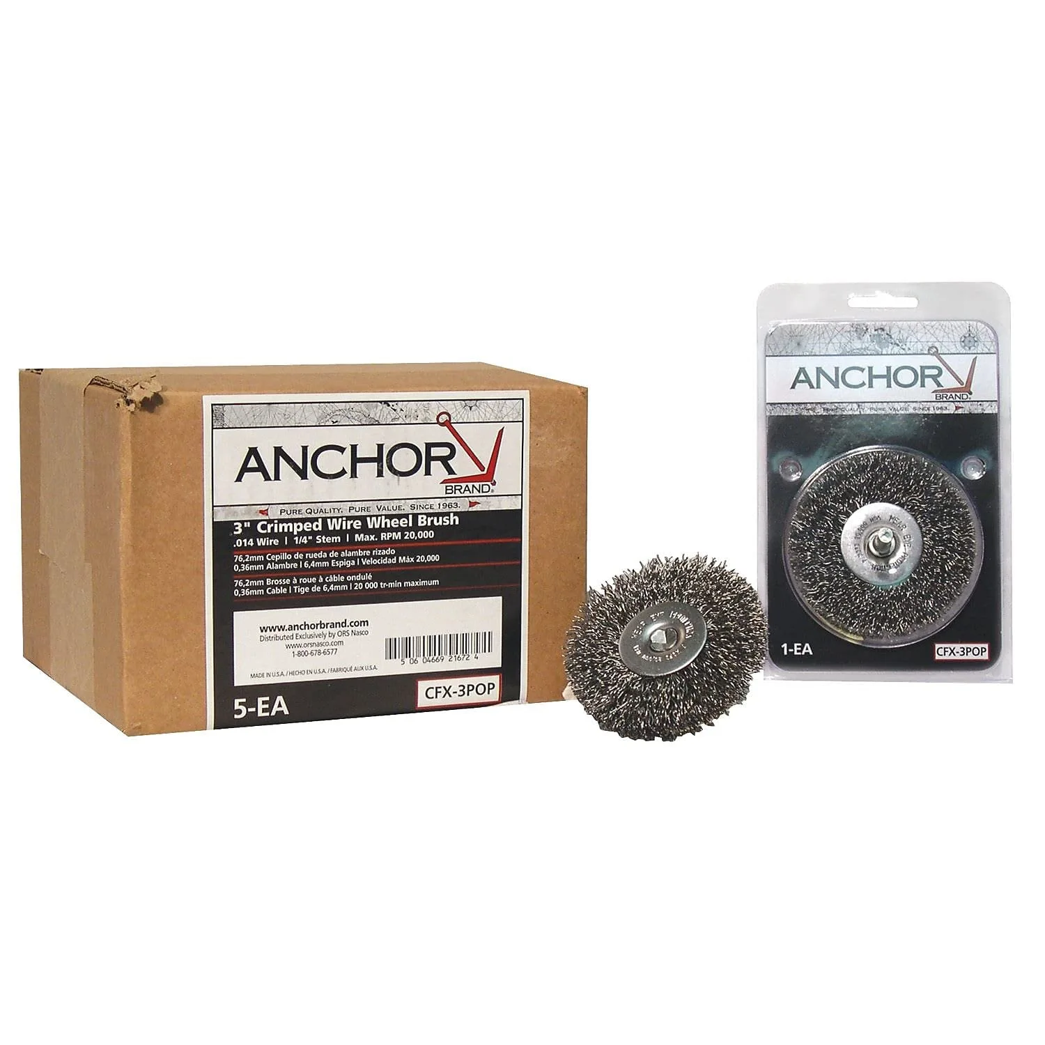 Crimped Wheel Brushes - 3" mtd. crimp wheel med cfx-3 .0118 pop