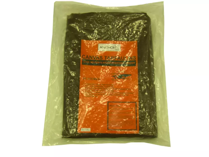 Protective Tarps - 6'x8' 12-oz. w.r.m.r. brown canvas tarp
