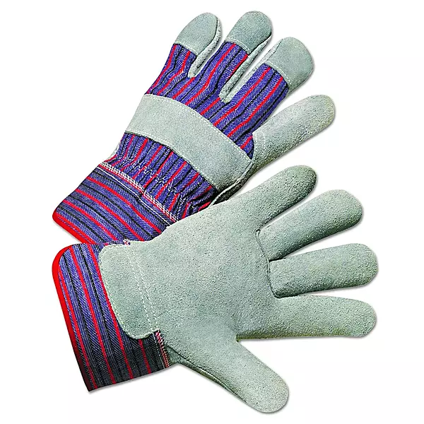 Anchor Brand ANR 2000 Leather Palm Work Gloves, Gray/Blue/White, Large (Pack of 12)